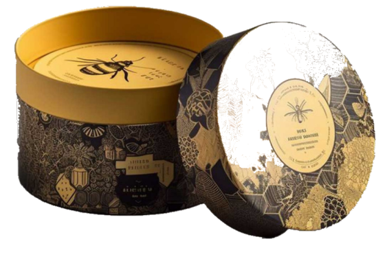 Round rigid box in black and gold