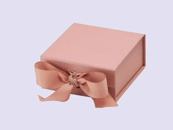 Rose Gold Small Gift Boxes with fixed grosgrain ribbon