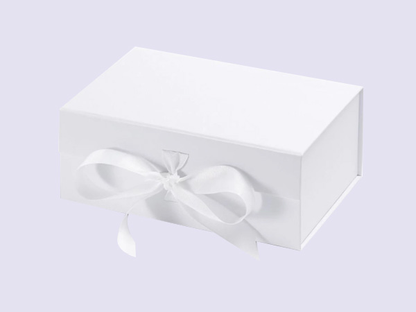 White A5 Deep Gift Boxes with fixed grosgrain ribbon