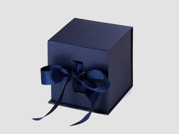 Navy Blue Large Cube Gift Boxes with changeable ribbon