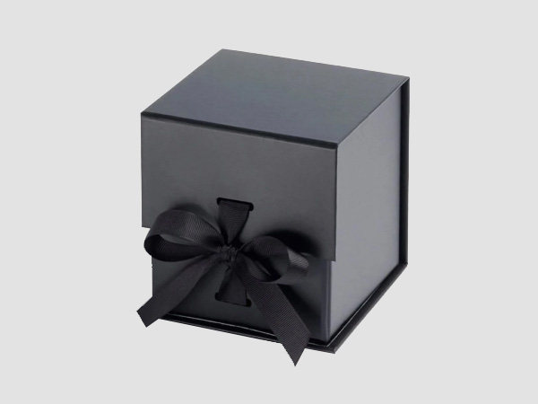 Black Large Cube Gift Boxes with changeable ribbon