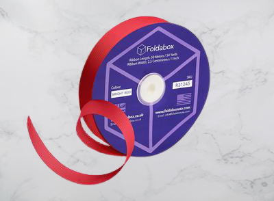 Bright Red 50m Grosgrain Ribbon Roll