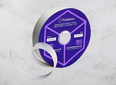Silver Grey 50m Grosgrain Ribbon Roll